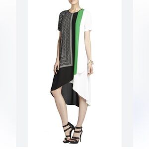 BCBG MaxAzria | Adeleine - Geometric Black, Green, and White Dress -XS